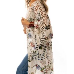 Three Bird Nest Let's Get Tropical Kimono - white/cream